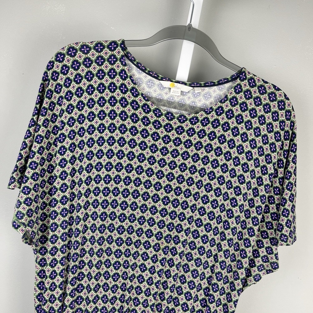 Boden Flutter Sleeve Jersey Dress Womens 12R Medallion Print Multicolor